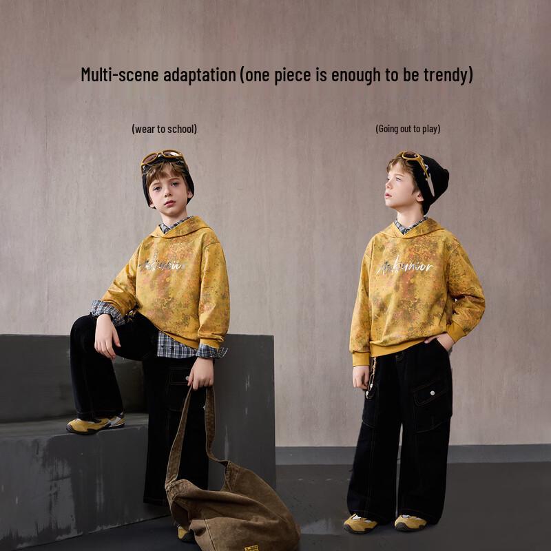 ASK JUNIOR Boys  Full-Print Hooded Long-Sleeve Sweatshirt 160