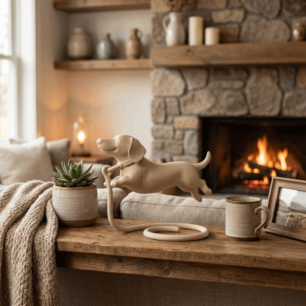 Plastic Sausage Dog Ornament with Base Dachshund Statue Cute Animal Figurines  Home Decor