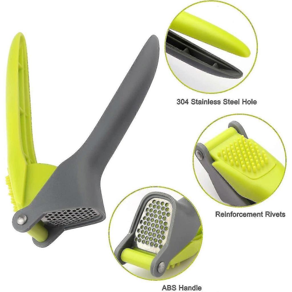 Garlic press, stainless steel garlic crusher, kitchen garlic rocker, 304 pieces food grade lemon