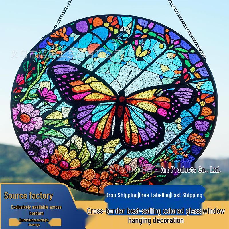 Colorful Glass Wall Hanging Ornament - Artistic Window Decoration