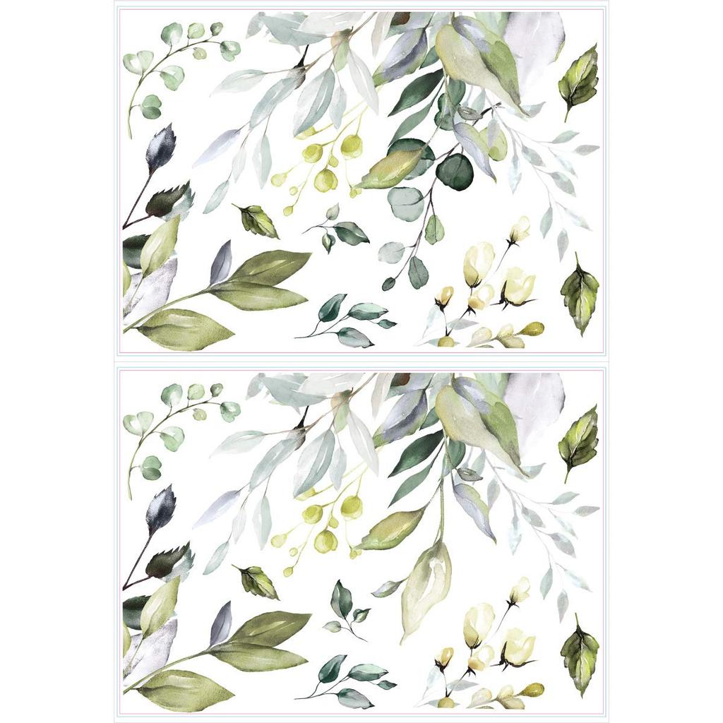 RoomMates Wall Watercolor Hanging Leaf 2m X 55cm Japanese RMK4412TBM Sticker, Green/Blue, Removable, Style, Design, [Official Import]