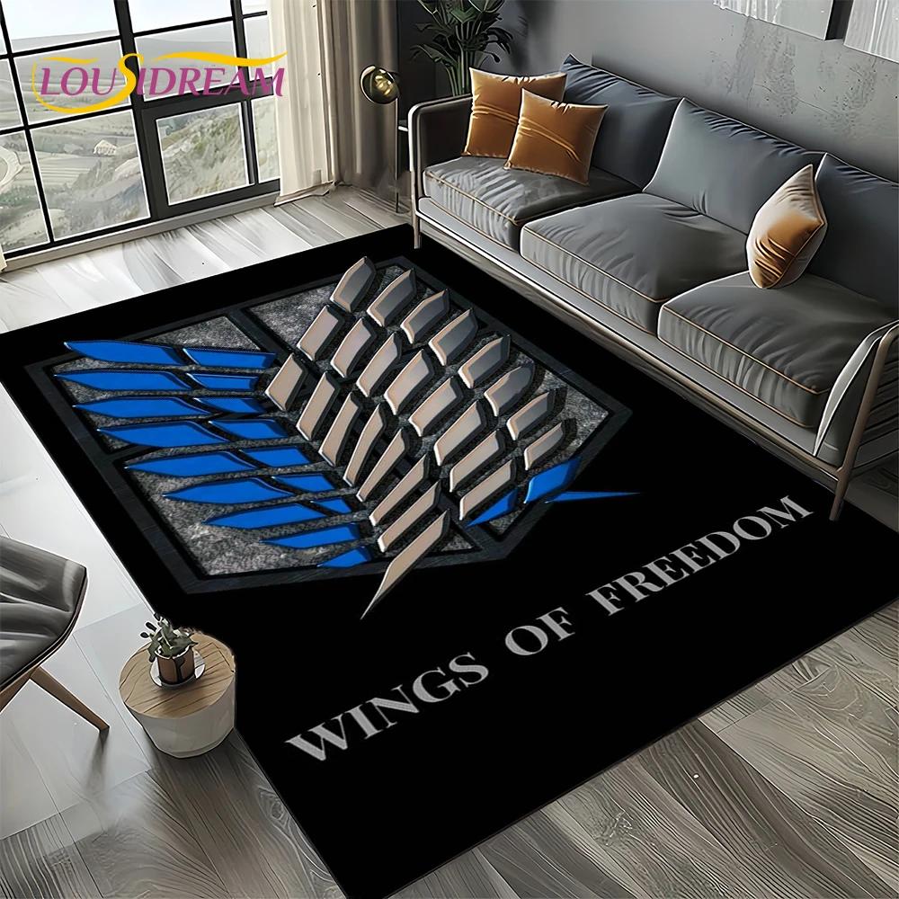 2025 Attack On Titan Eren Anime Cartoon Carpet Rug for Bedroom Living Room Home Sofa Decoration,kids Play Decor Floor Mat Gift