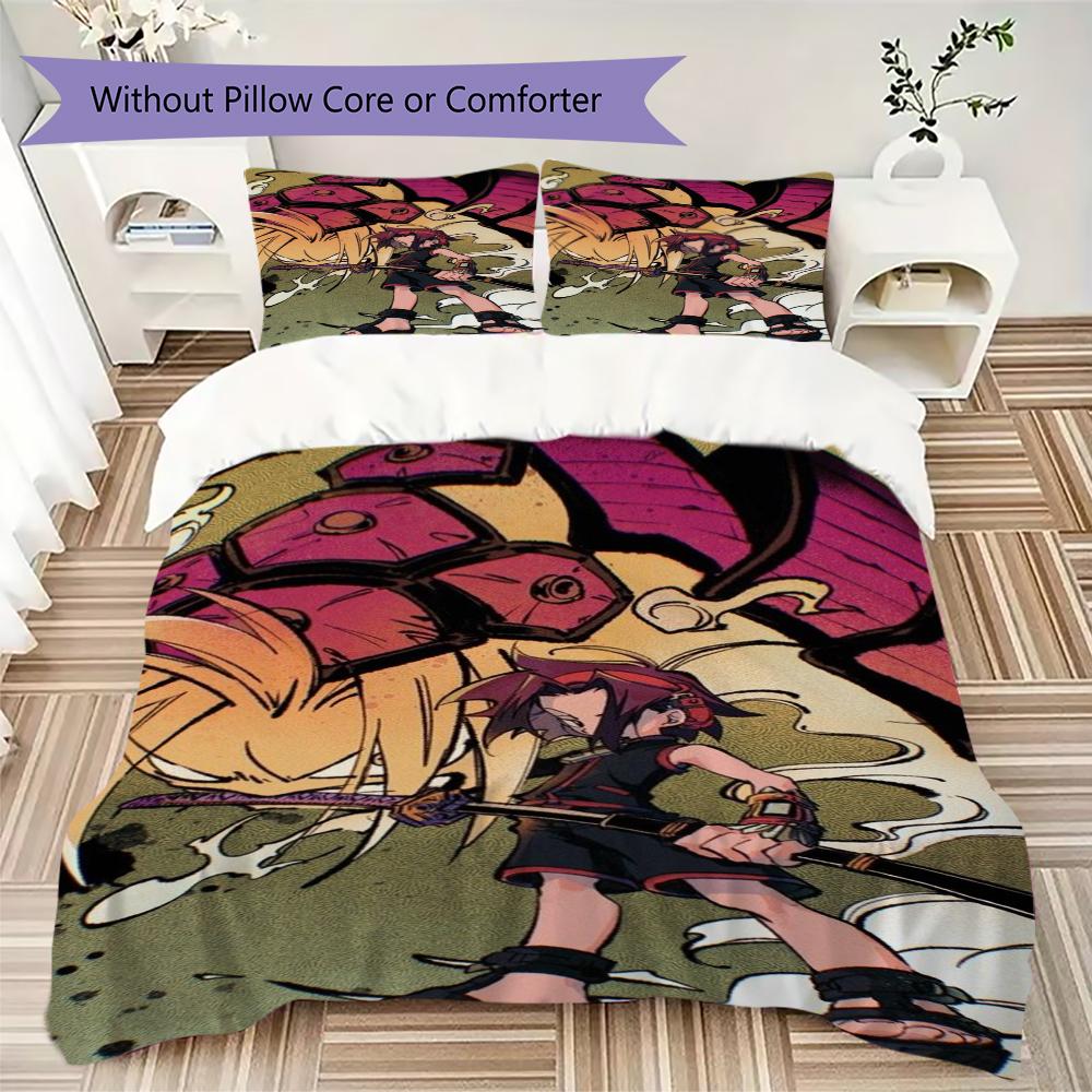 Shaman King Anime Pattern Bedding Uilt Set Uilt Cover Pillowcase Home Decoration Birthday Gift (1 * Duvet Cover + 2 * Pillowcase Without Core)154