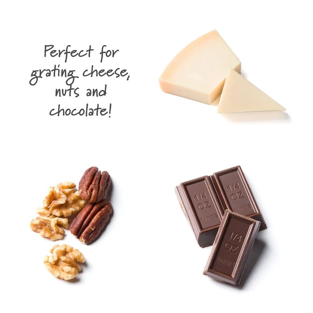 Hand Held Rotary Grater Cheese Nut Chocolate Shredder Kitchen Tool Ergonomic Handle Dishwasher Safe Easy Clean Grating Pasta