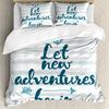 Adventure Duvet Cover Marine Theme Adventure Motivational Words Bedding Set With Pillowcase Full King For Kids Adults Room Decor
