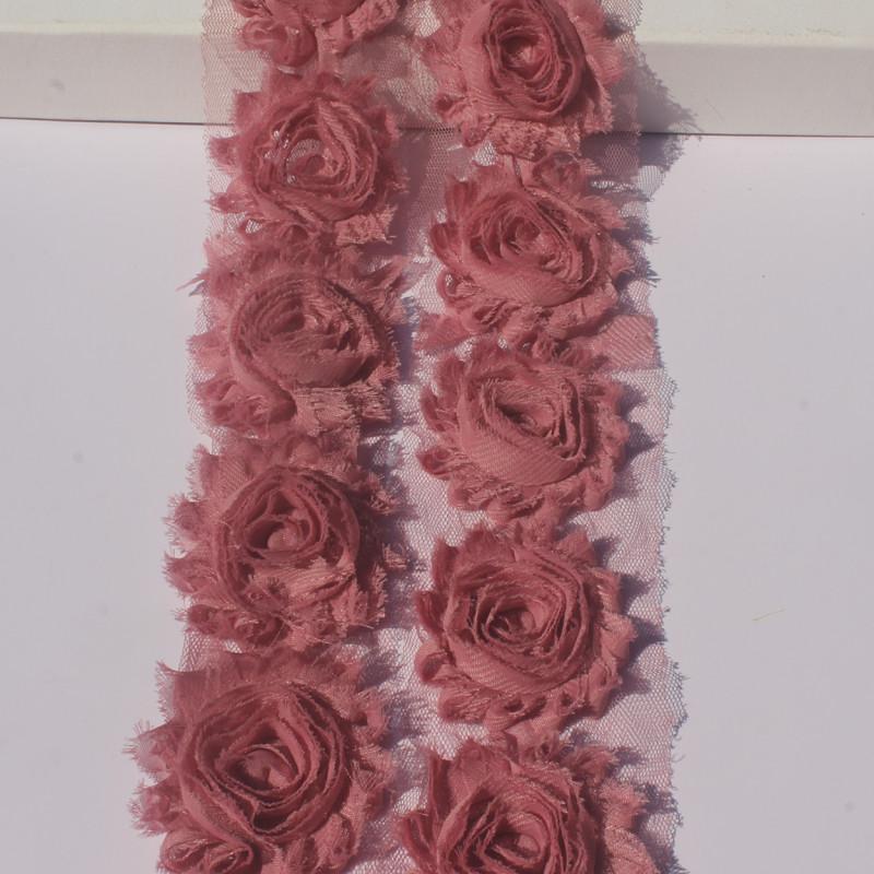 1 år 2,5 tum Shabby Chiffonblommor för Babyflickors Hårband Chiffon Fransiga Blommor för Att Göra Barn Romper Klänningstillbehör