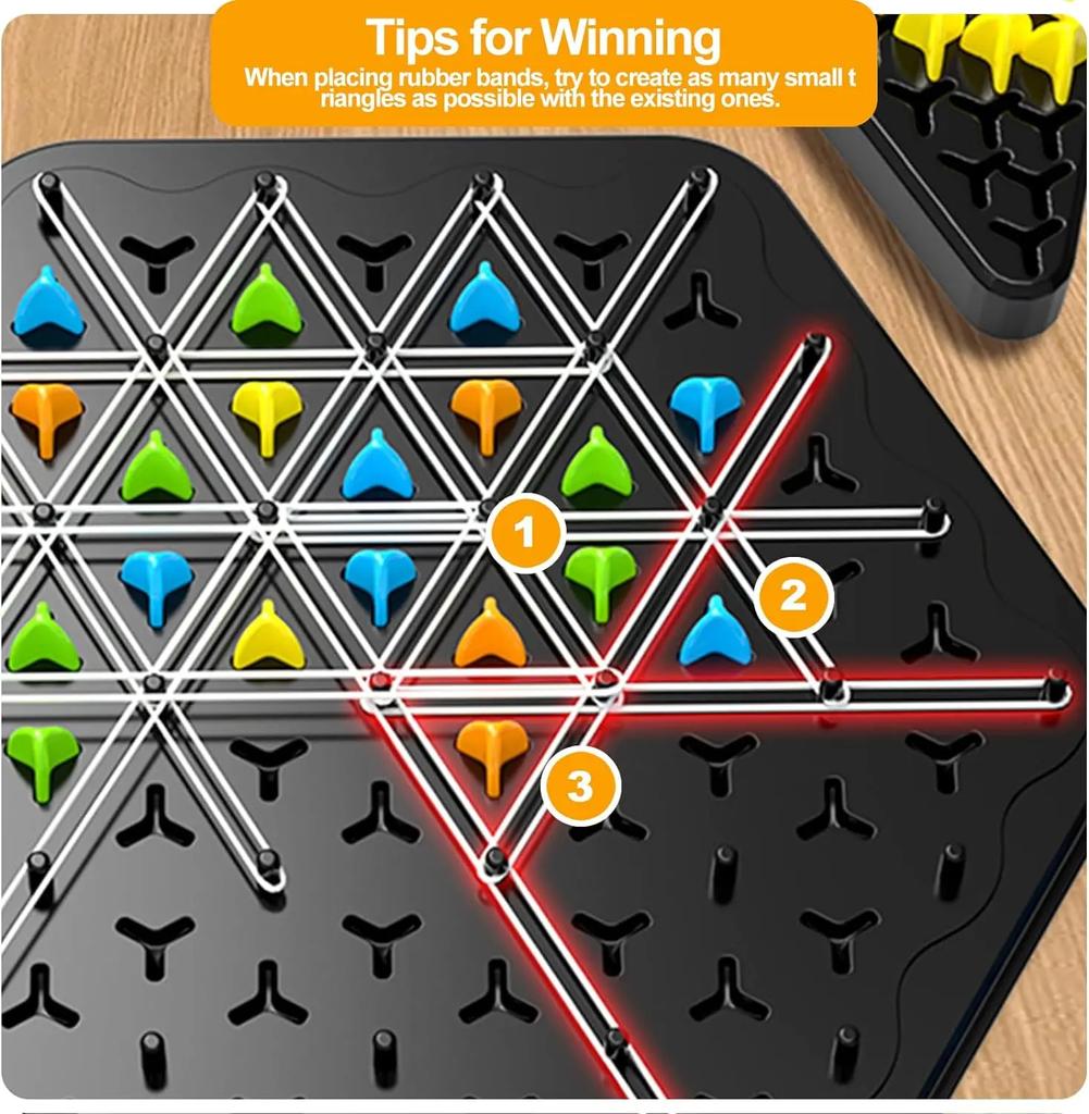 Connecting Corners Triggle Chess Game Triggle Rubber Band Game Toy For Kid Interactive Board Game Battle Set For Family Party