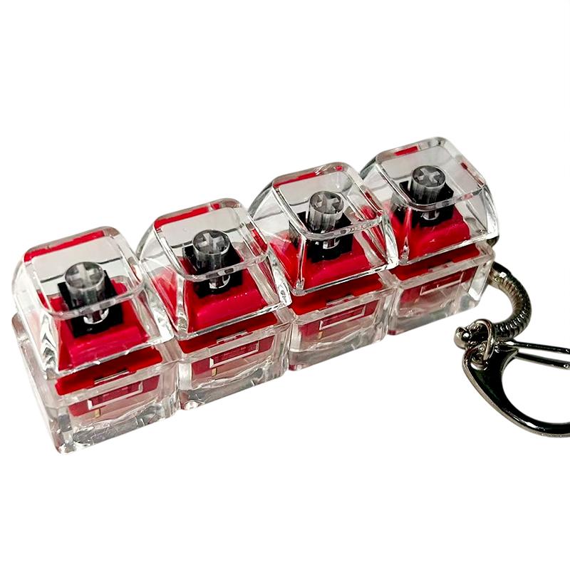 Led Keyboard Key Chain Toy 4 Keys Mechanical Keyboard Axis Tester Button Keycap Finger Keyboard Cap Toy Decompression Press Tool