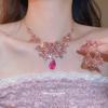 Court Style Diamond-set Water Drop Pendant Necklace Earrings Heavy Industry Jewelry Set Light Luxury High-end Jewelry