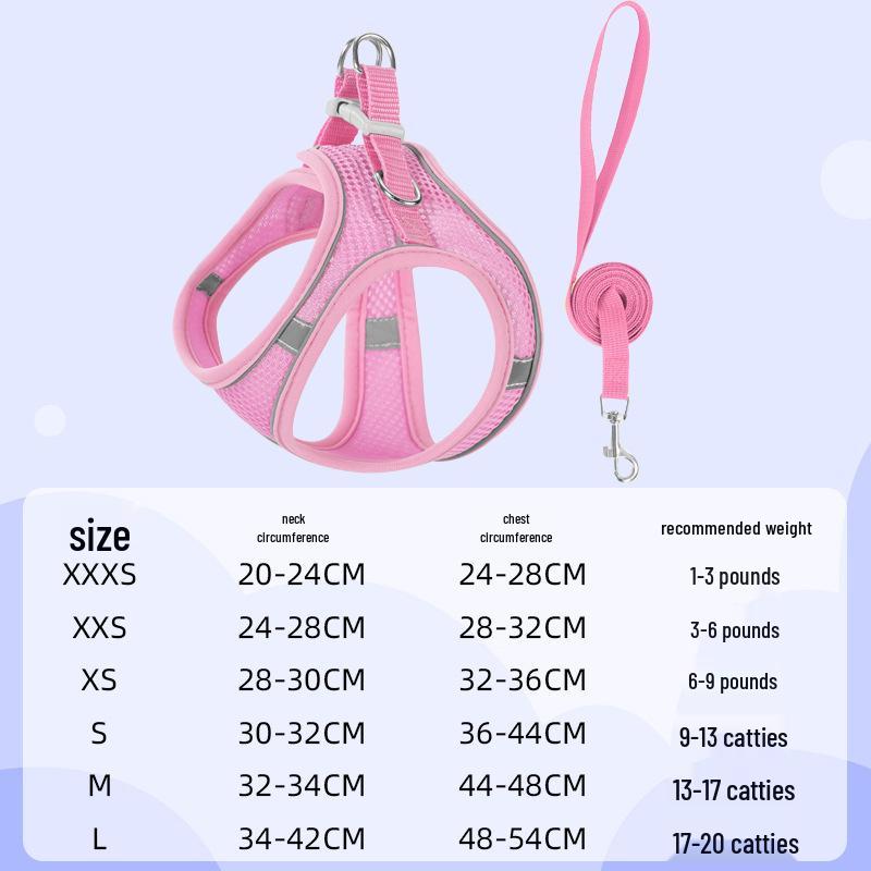 Reflective Vest-Style Pet Harness with Leash - Breathable for Cats & Dogs