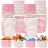 10 Pcs Bow Ribbon Disposable Ice Cream Paper Cups Bowls For Jelly Pudding Mousse Yogurt Container Birthday Party Wedding Kitchen