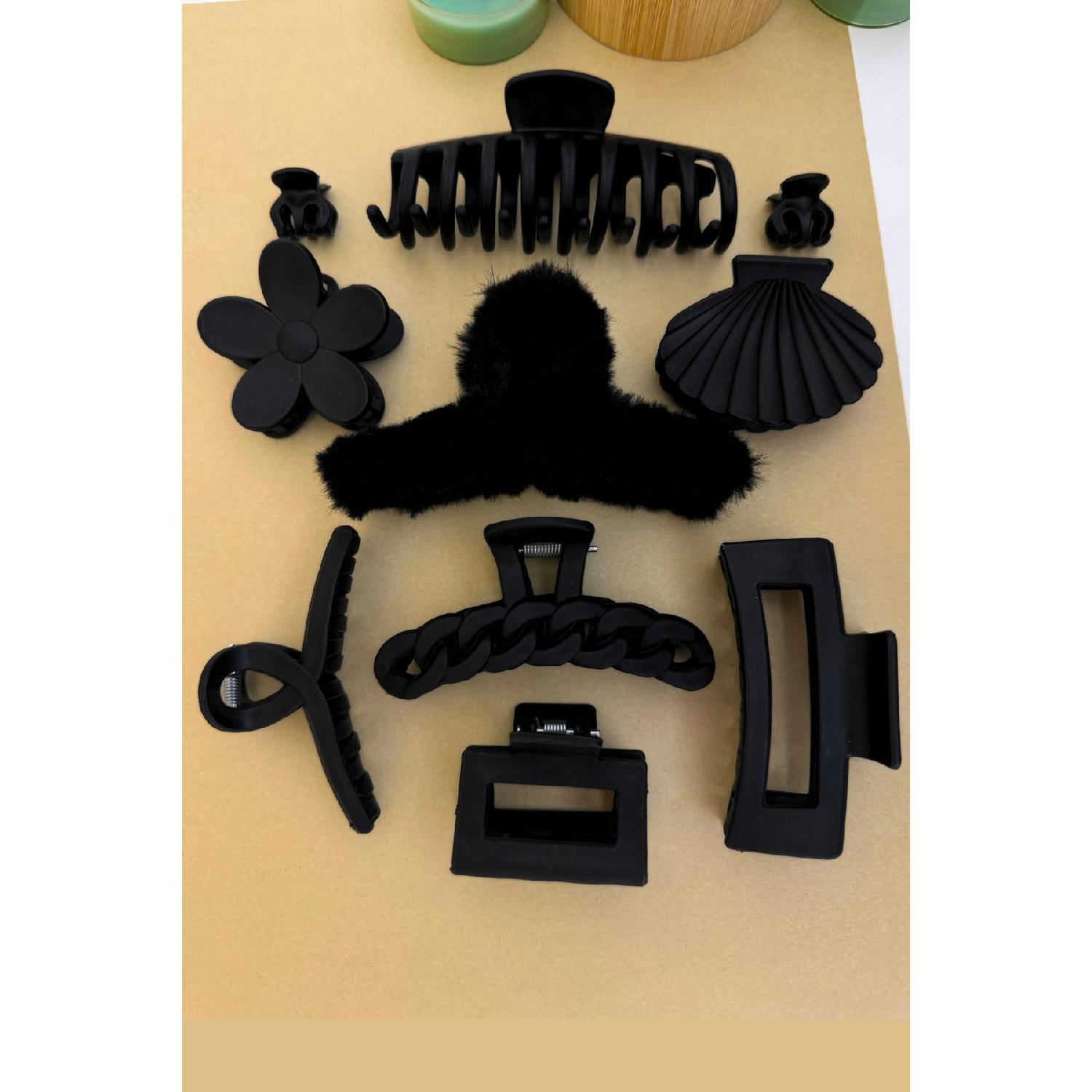 

Women s 10-piece Black Mixed Plush Model Peg Hair Clip