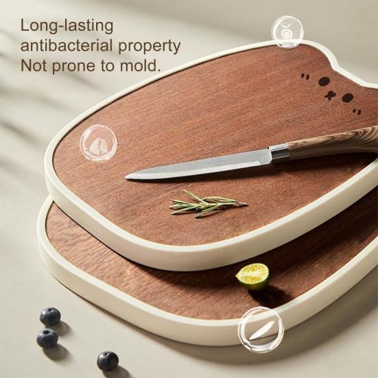 Wood Chopping Board Cat Shape Charcuterie Board Non-Slip Cutting Board for Kitchen Meal Prep Serving Tray for Vegetables Meat