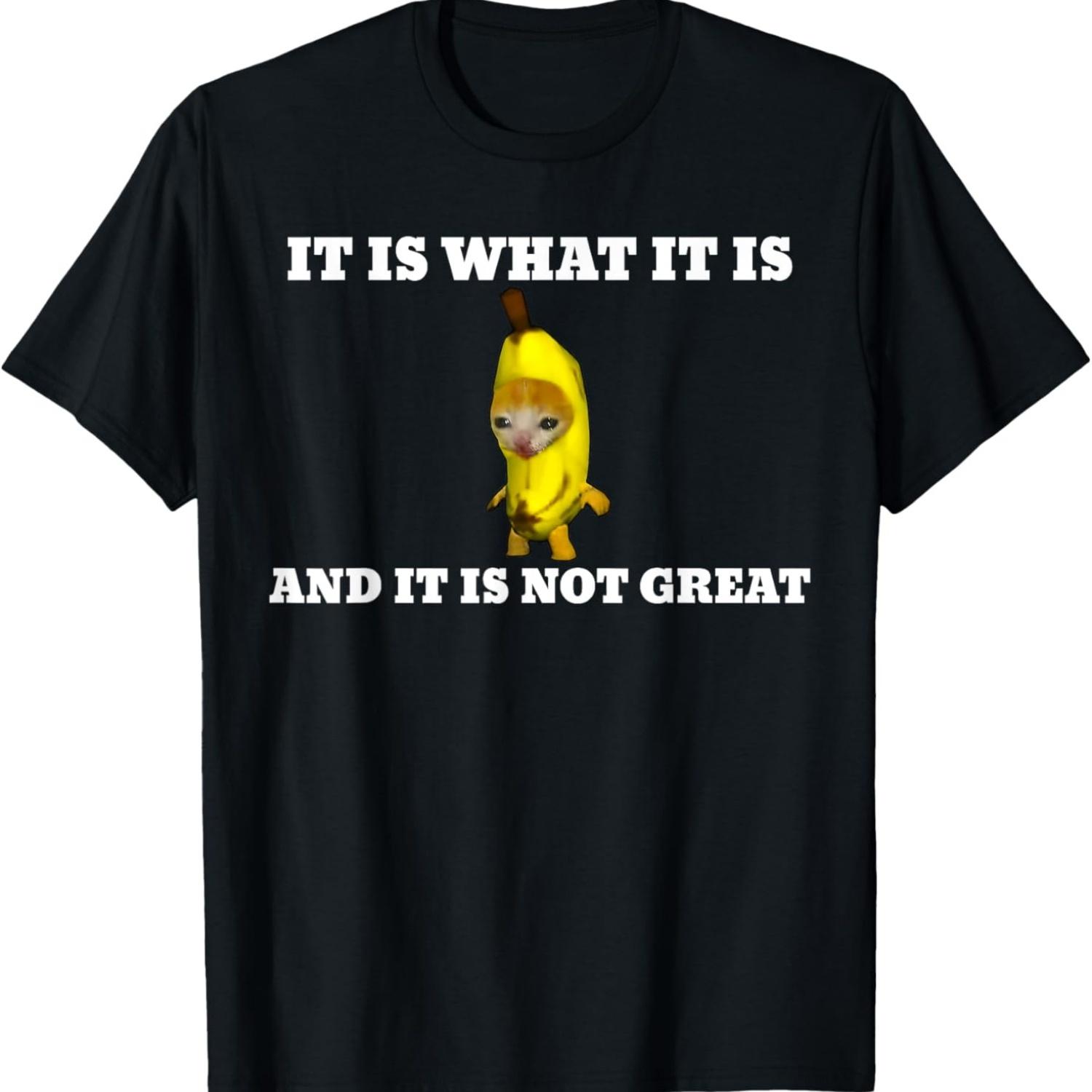 

It Is What It Is And It Is Not Great Banana Cat Meme T-Shirt for Men Women Girls Kids S чёрный