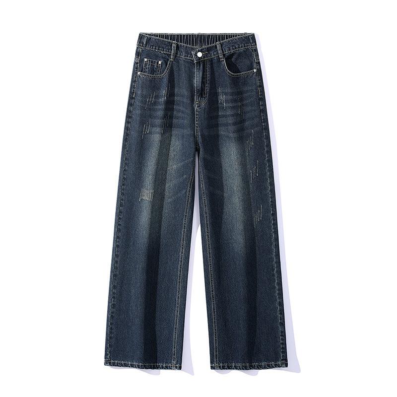 

New Style Street Jeans for Men s Loose Hip-hop Wide-leg Straight Trousers S