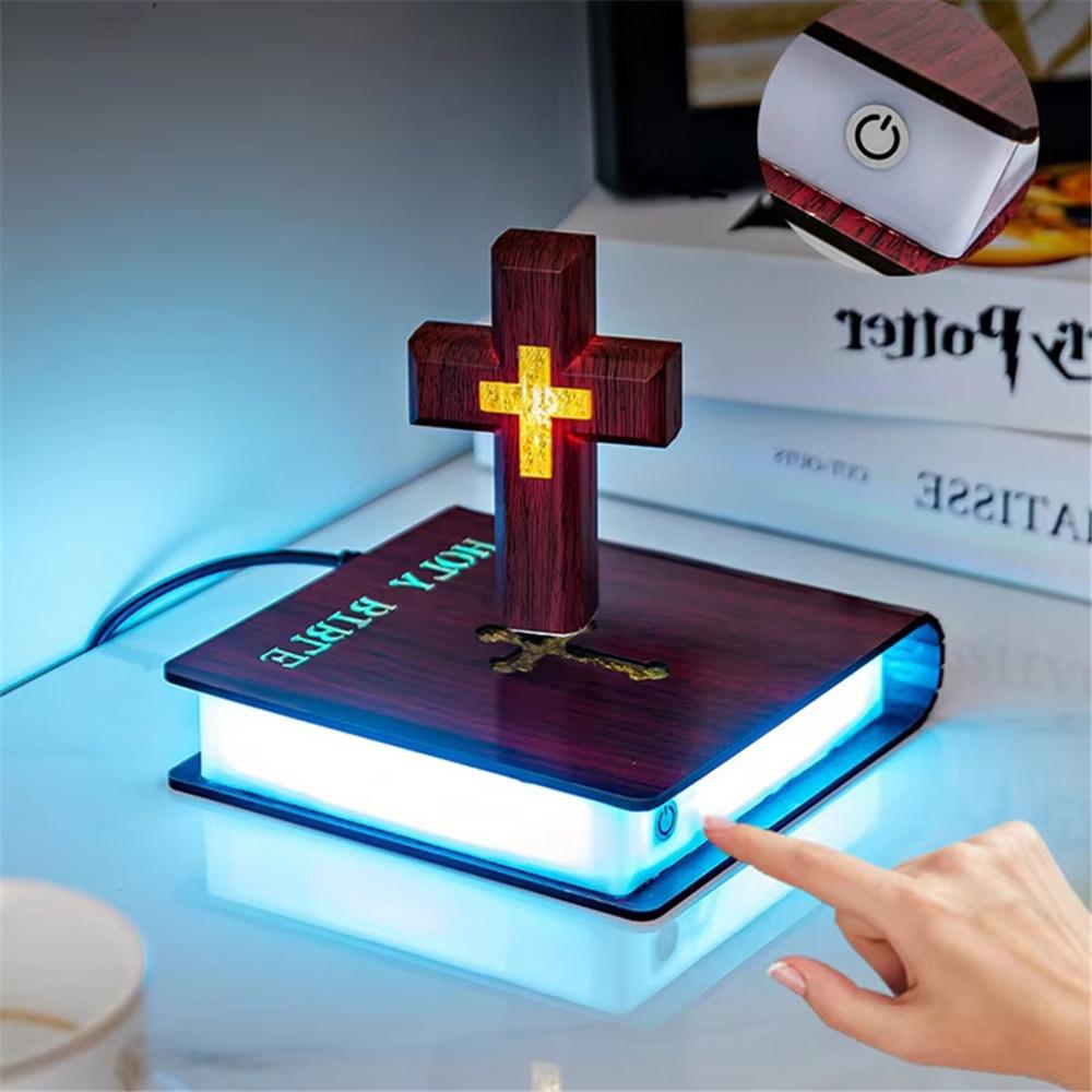 Magnetic Levitation Cross Bible Night Light for Room Home Decoration Desk Accessories Decor Novelty Gift