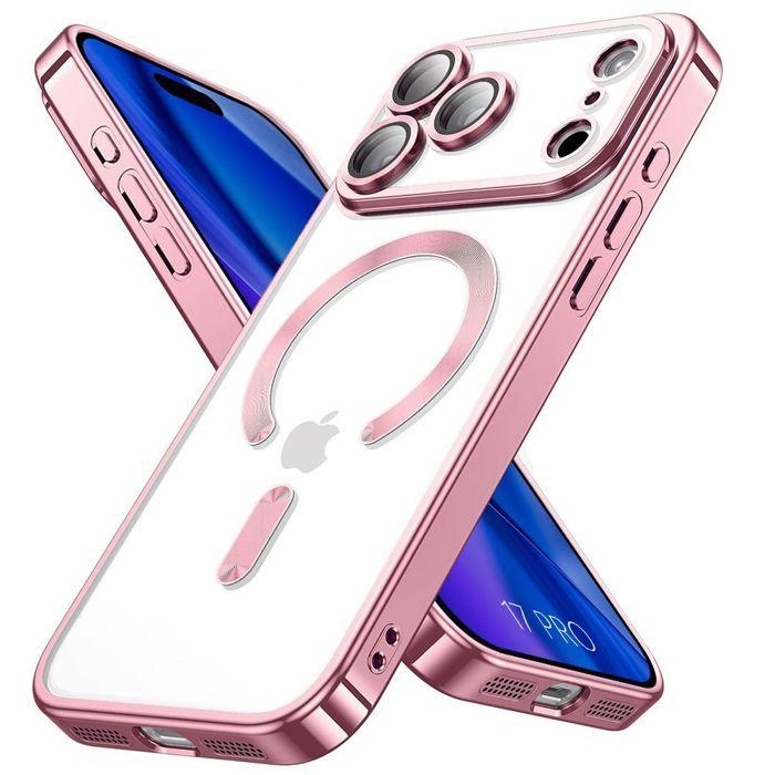 Coque de protection - BOOLING - iPhone 17 Pro - TPU Transparent - Cercle Magnétique - Rose