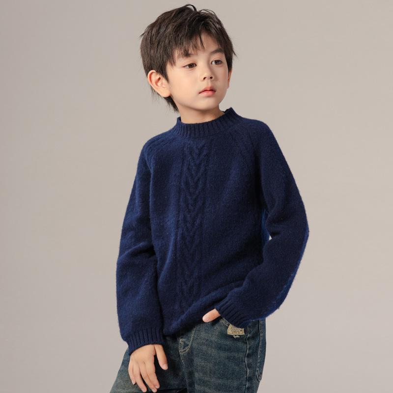 

Unisex Pure Wool Kids & Teens Sweater, Autumn/Winter New Style, Round Neck, Thickened Knit Base Layer, Children s & Baby Wear. 100cm