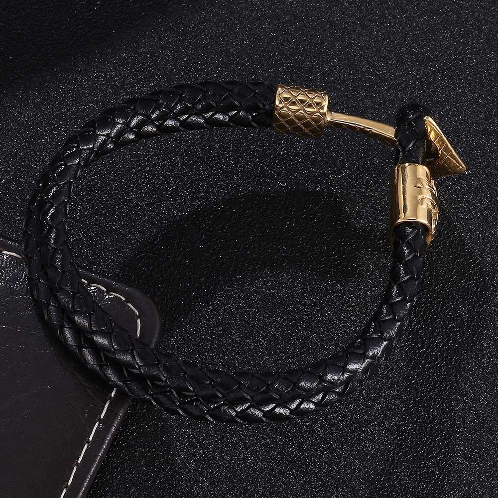 Edelstahl Anker Armband für Herren Echtes Rindsleder Armband Schmuck Armreifen