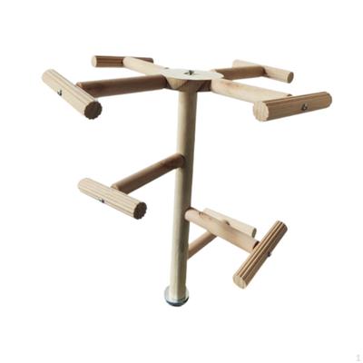 Bird Rotating Perch Toy Parakeet Climbing Rest Grinding Wooden Wheel Parrot for