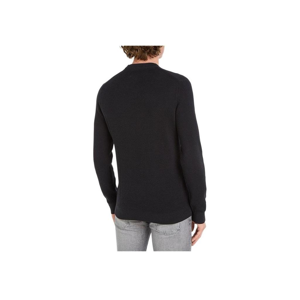 Calvin Klein Crew Neck Slim Fit Logo Pullover Long Sleeve Knit Sweater Men Sweater Black J30J324598-BEH