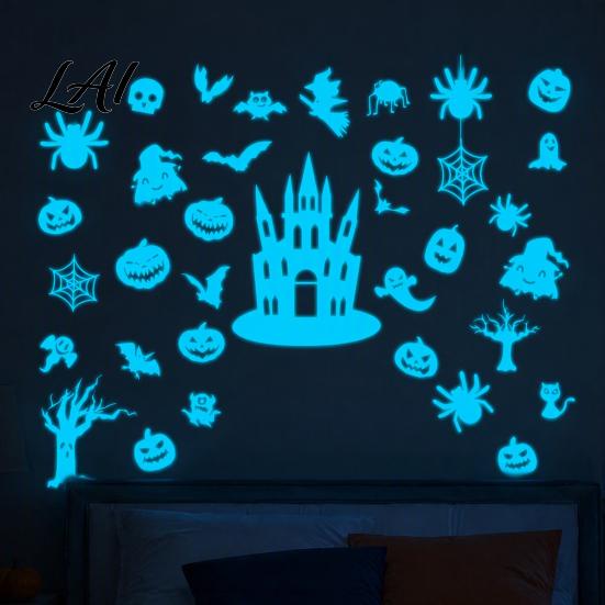 Night Glowing Party Supplies Halloween Glow In The Dark Wall Stickers Luminous Decals with Ghost Spooky Decorations for Home Castle Pumpkin