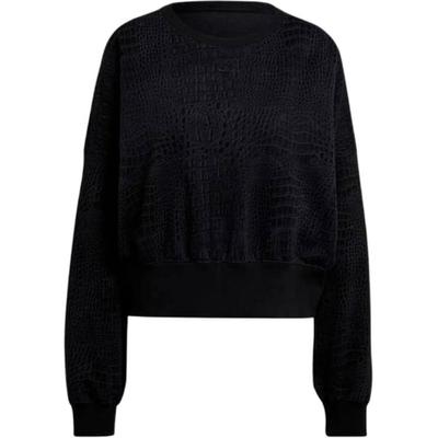 Originals Solid Color Dark Pattern Crew Neck Loose Long Sleeve Sweatshirt Women Sweatshirt Black H20431