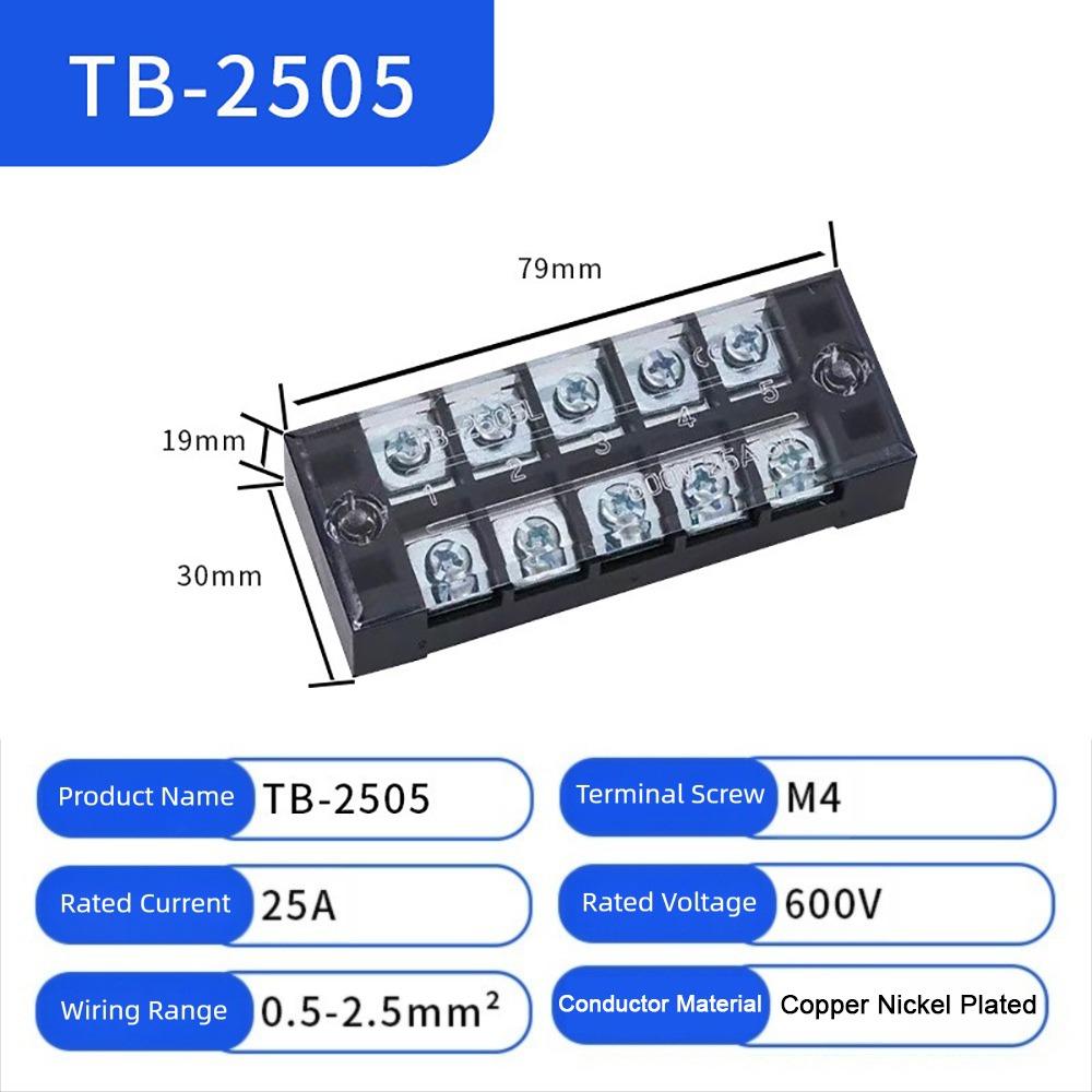 600V Screw Terminal Block 3-20 Positions Fixed Wiring Connector Industrial Wiring