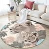Runder Teppich mit Muster aus Pumas und Rosen, Teppich für Wohnzimmer, Schlafzimmer, Spielzimmer, Rutschfeste Fußmatte, Feiertagsgeschenke und Geburtstagsgeschenke.