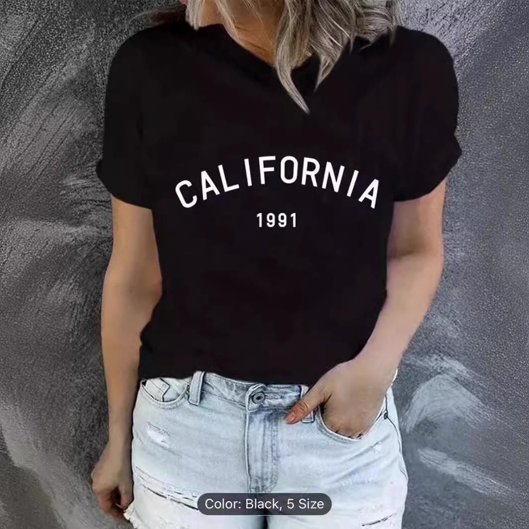 

European and American spot printed crew neck T-shirt spring and summer casual short-sleeved crew neck top short-sleeved women s T-shirt 5XL