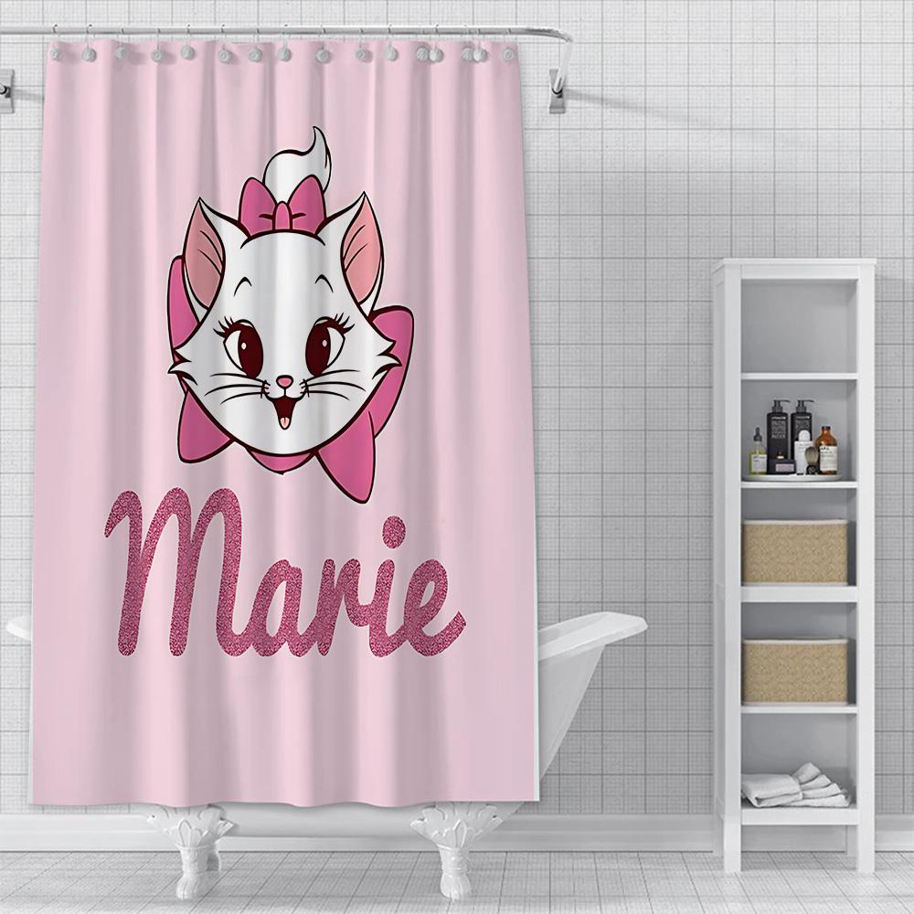 Shower Curtain Waterproof Polyester Fabric Paint Colorful Bath Disneys Marie Cat Curtains Home Bathroom Decor Curtain With Hook