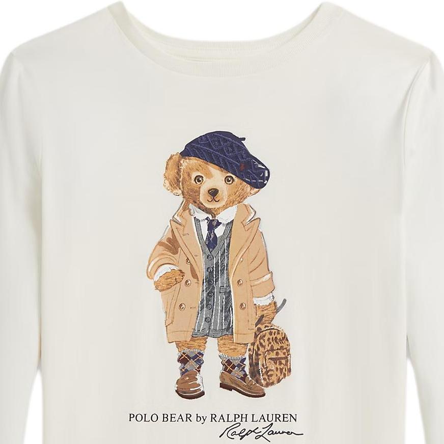 Polo Ralph Lauren Długi rękaw Okrągły dekolt T-shirt Z grafiką misia Dziecięce topy CWPOTSHG8020520-100