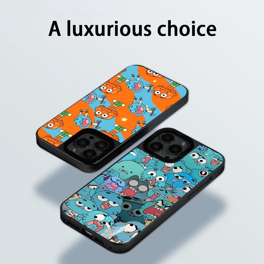 Cartoon Gumball Cute Poster Design Phone Case for iPhone 17 16 E 15 14 13 12 Pro Max Sheepskin Silver-edged Protective Case