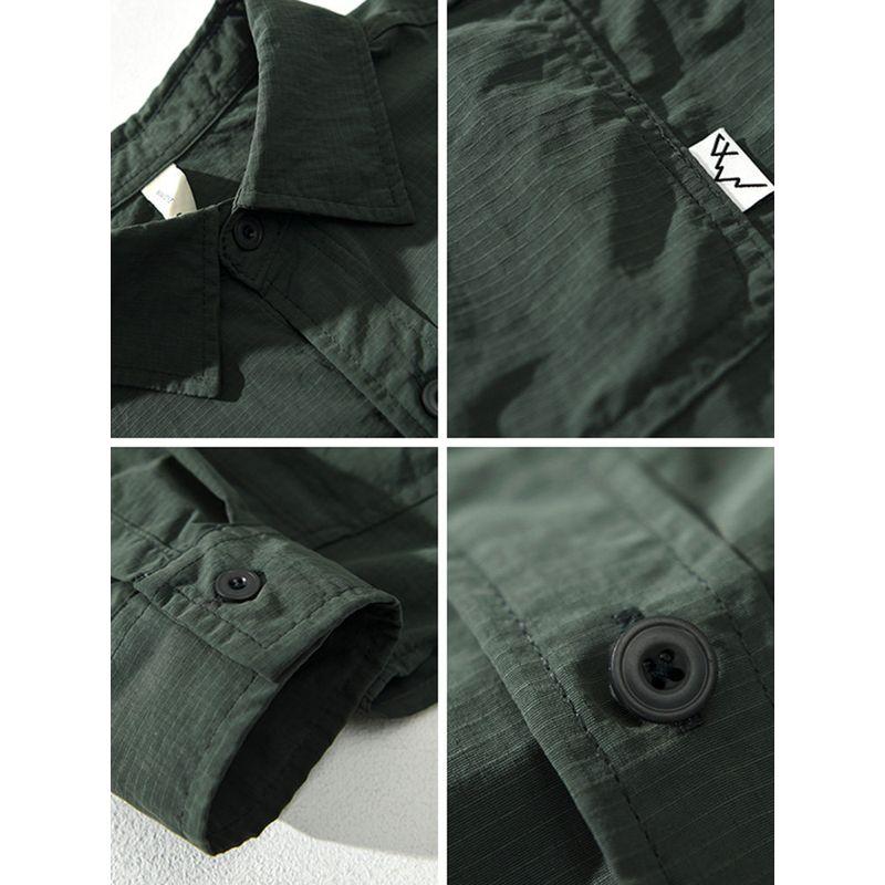 Spring and Autumn Japanese Retro Casual Shirt Men's Hong Kong Style Trendy Brand Long-Sleeved Shirt Thin Jacket Loose Workwear Shirt