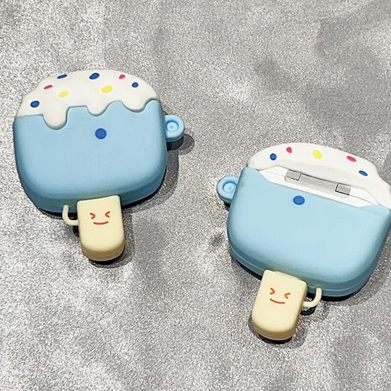 Summer Cool Ice Cream Shaped AirPods 1/2 Generation Case, Apple Bluetooth Earphone Cover, Shockproof Case, Cartoon Ice Cream Pattern Trendy Shell
