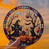 2D flacher Acryl-Grusel-Halloween-Fensteranhänger, Geister-Kürbis-Hexen-Design, geeignet für Haus-, Veranda-, Garten- und Partydekoration