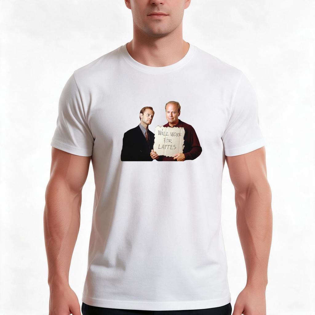 Niles Frasier Tshirt Summer Casual Cotton Tee Oversized Streetwear Tops Vintage Graphic Print Loose Fit Short Sleeve