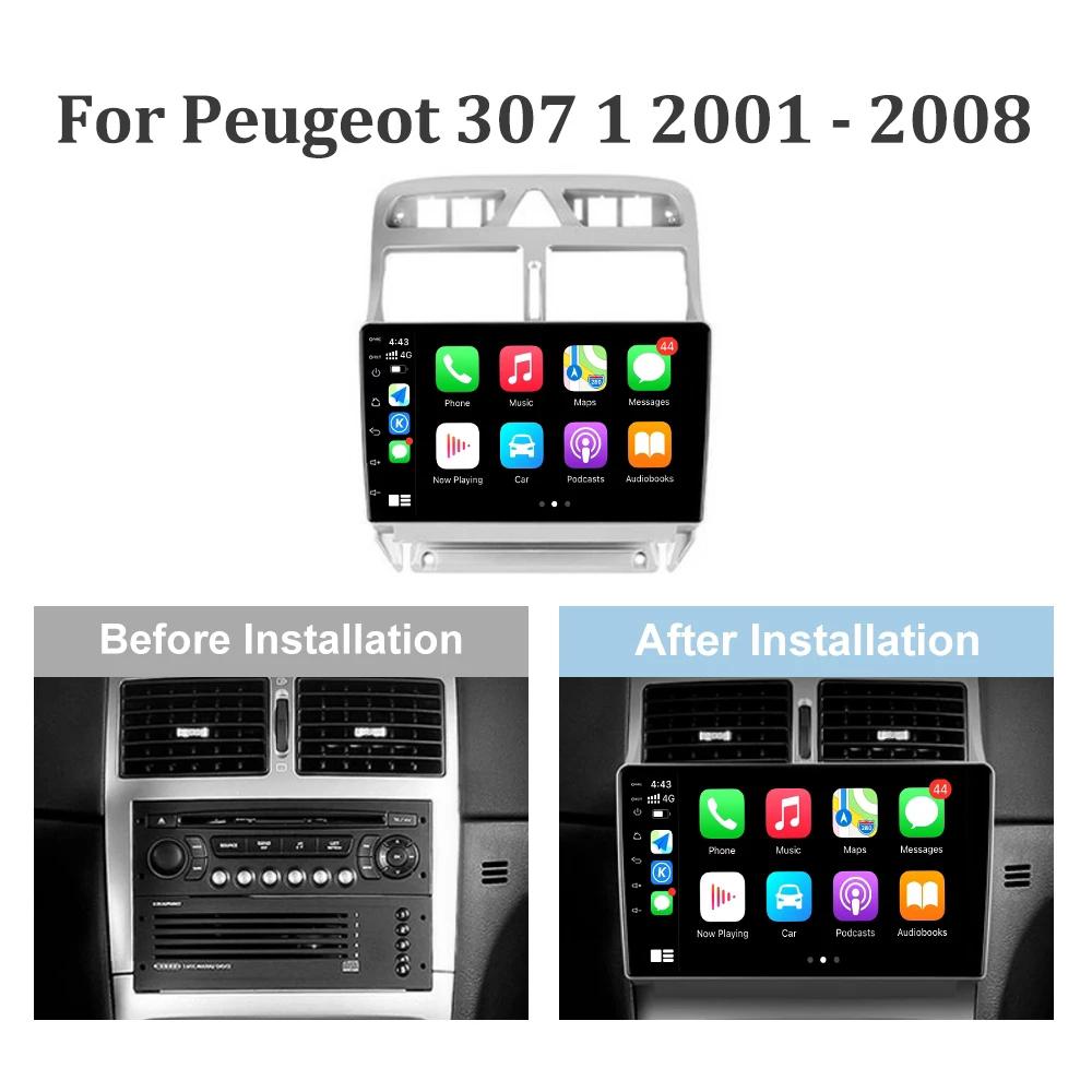 Android 13 Car Radio Wireless Carplay For Peugeot 307 Year 2001-2008 5G Stereo Multimedia GPS Navigation Head Unit Screen