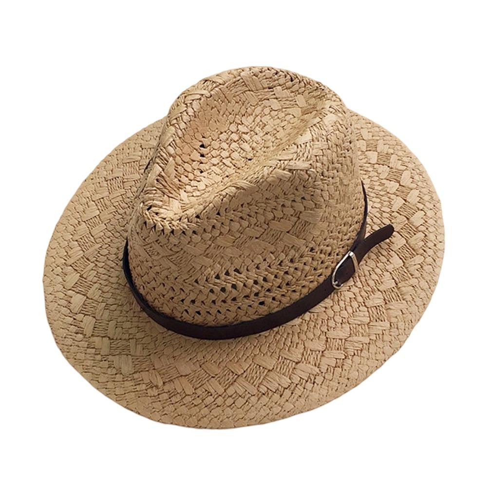 Jazz Western Cowboy Hat Wide Brim Visor Cap American Hollow Straw Hat  Summer