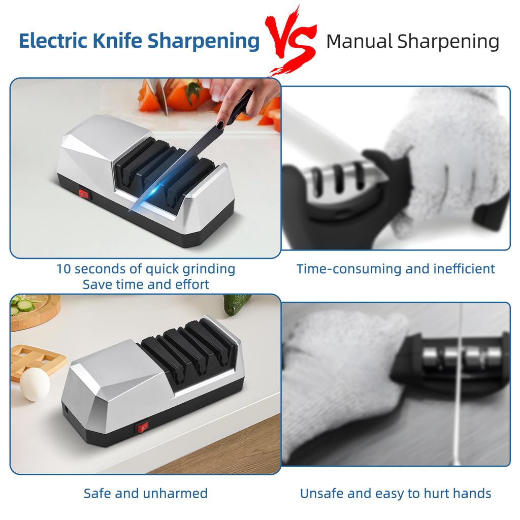Elektryczna ostrzałka do noży Wielofunkcyjny 3-stopniowy system ostrzenia noży kuchennych z