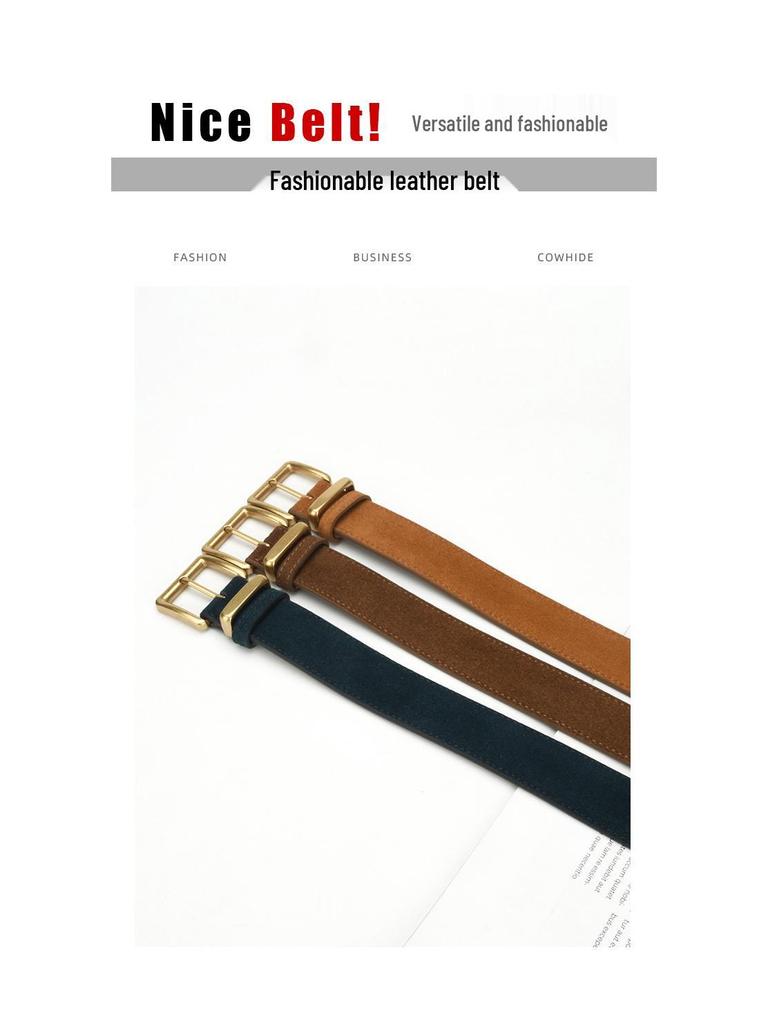 Women's Fashion Simple Versatile Suede Leather Waist Belt with Jeans Decoration