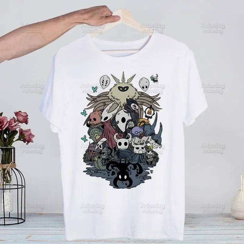 Hollow Knight Game Shirt Funny Vintage Crew Neck Men's Hollow Knight Anime T-Shirt Women Top Tee Streetwear