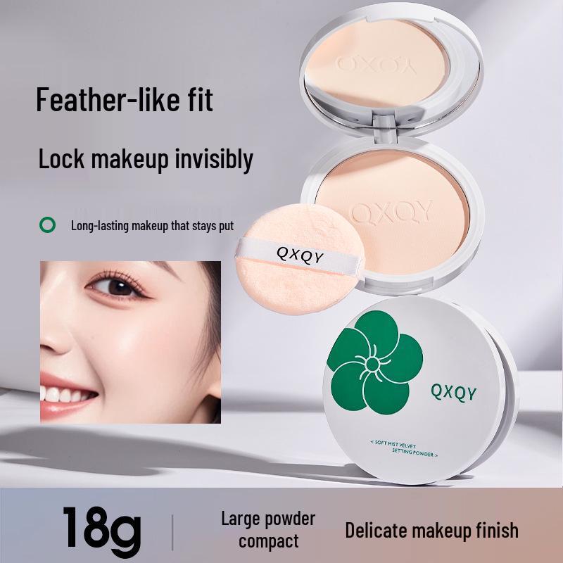 QXQY Soft Focus Setting Powder Compact - Lightweight, Moisturizing, Silky Smooth, Easy Application, 18g.