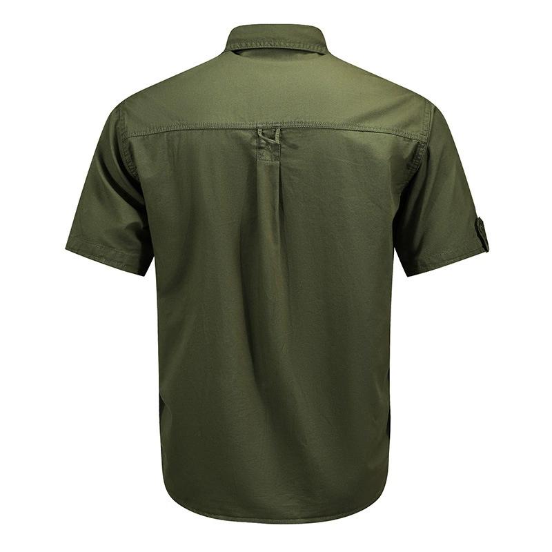 Japanese Solid Color Shirt Short Sleeved Men's Summer Inch Shirt Design Sense Top Jacket Trendy Brand Trendy and Cool Hong Kong Style Shirt