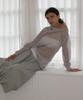 PARTIMENTO WOMEN Sheer Asymmetrical Knit Crew Neck_Light Gray
