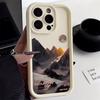 Mountain Moon Landscape Art Phone Case for iPhone 17 16 15 14 13 12 11 Series Pro Max Plus Double Layer Protection