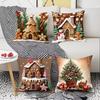 45x45cm Christmas Day Pillowcase Gingerbread Man Pillow Case Throw Pillow Cover  Holiday Supplies
