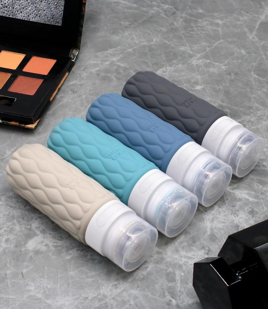 Cabin Crew 4 x 100ml Travel Silicone Shampoo TSA Portable Containers [2025 Recommendation] Bottles, Approved, Leak-Proof, Refillable,