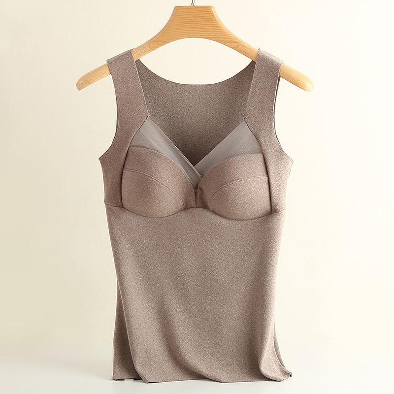 Women's Warm Velvet Vest with Chest Pad - Winter Tops Large Sizes