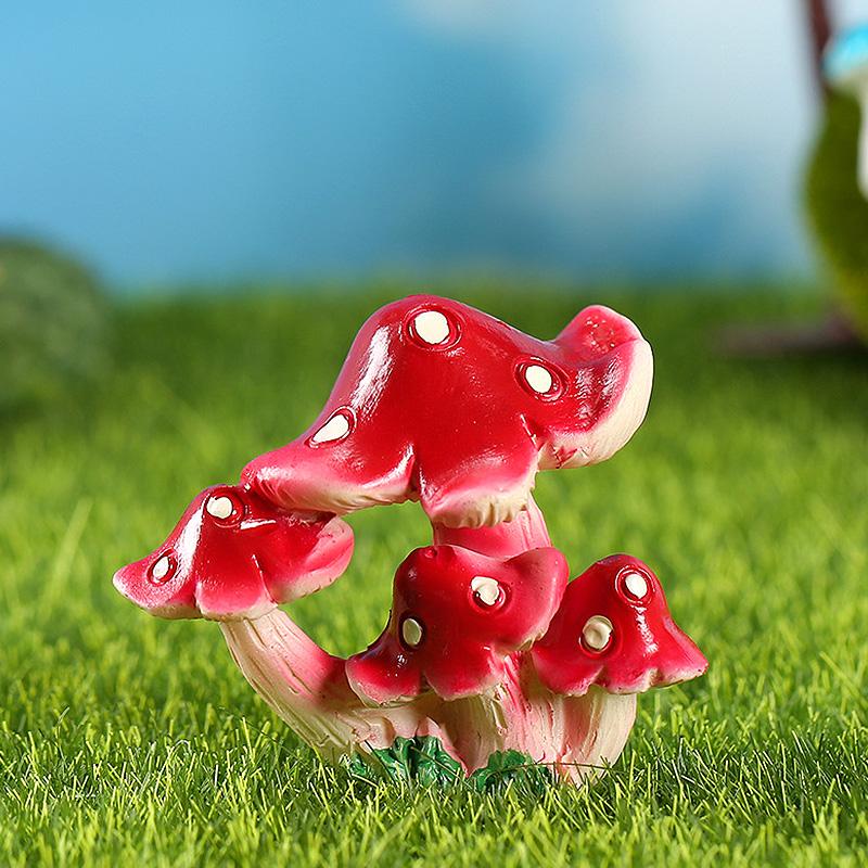 Simulation Mushroom Miniatures Fairy Garden Moss Terrarium Resin Crafts Decorations Garden Artificial Bonsai Landscape Ornaments